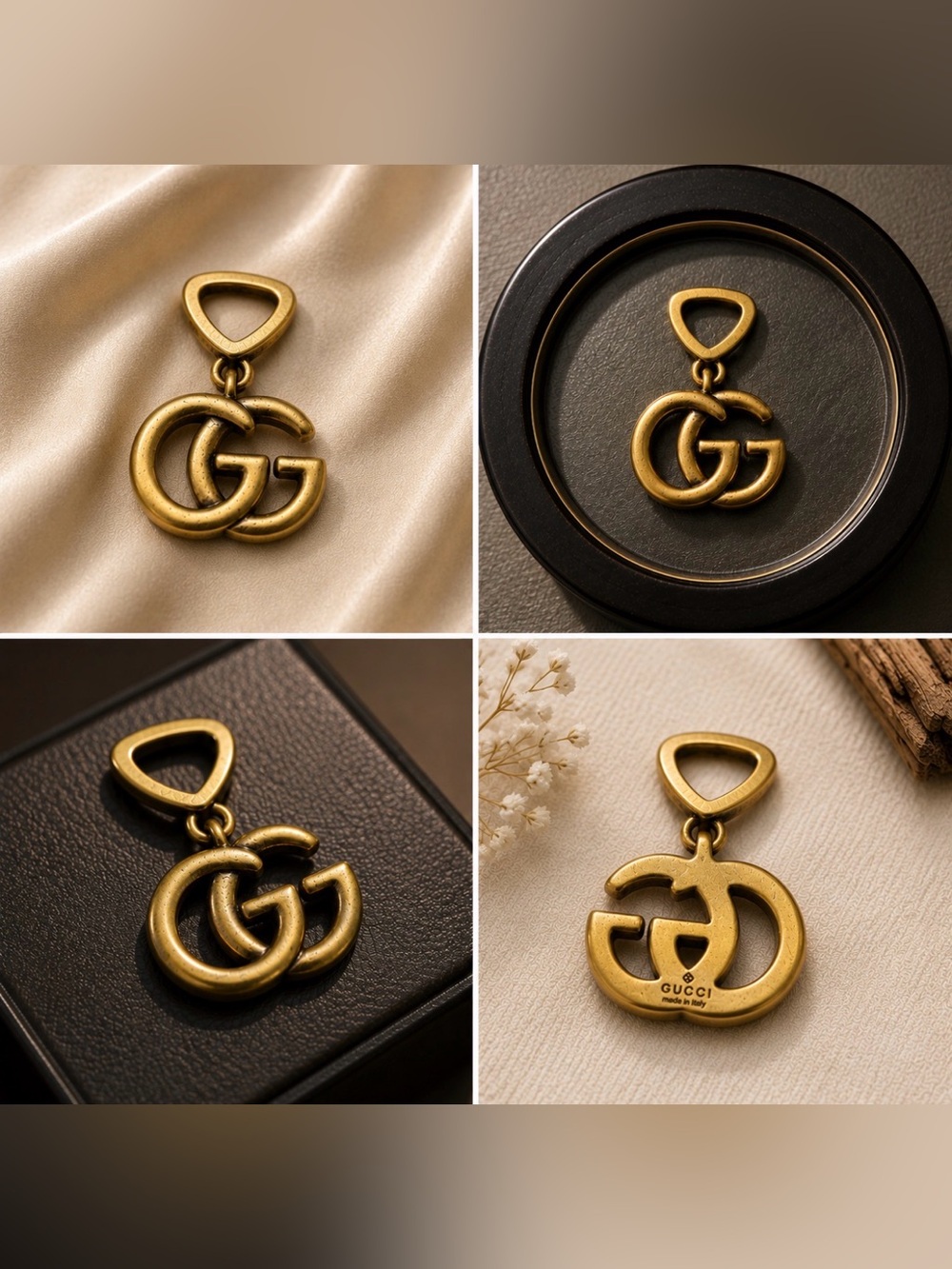 GG Gold Interlocking Small Pendant Charm